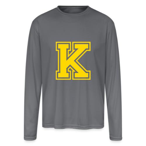 Letter k – Capital Athletic Alphabet Monogram - Men's Moisture Wicking Performance Long Sleeve T-Shirt