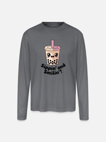 Sippin and Smilin - Men's Moisture Wicking Performance Long Sleeve T-Shirt - gray