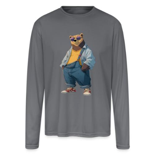 Fashion Streetwear Bear Cartoon Art - Men's Moisture Wicking Performance Long Sleeve T-Shirt