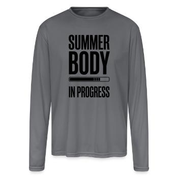 Summer Body In Progress - Motivational Gym Quote - Men's Moisture Wicking Performance Long Sleeve T-Shirt - gray - Front