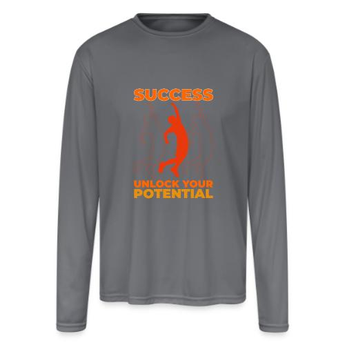 Unlock Success - Men's Moisture Wicking Performance Long Sleeve T-Shirt