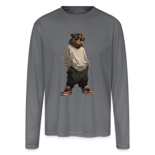 Urban Streetwear Bear Cool Apparel Design - Men's Moisture Wicking Performance Long Sleeve T-Shirt