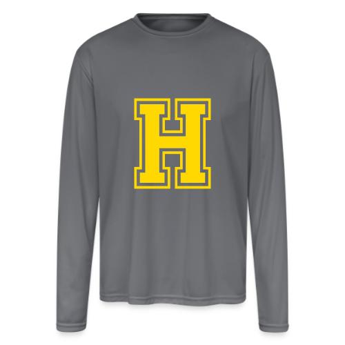 Letter H – Capital Athletic Alphabet Monogram - Men's Moisture Wicking Performance Long Sleeve T-Shirt