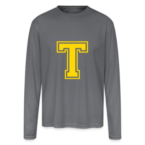 Letter T – Capital Athletic Alphabet Monogram - Men's Moisture Wicking Performance Long Sleeve T-Shirt