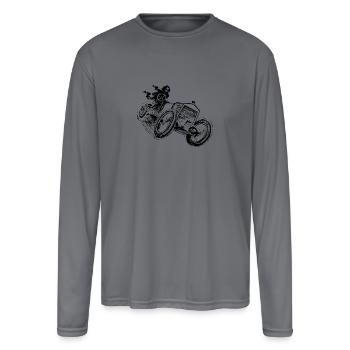 Howling Wolf Moonlight Wilderness Tee - Men's Moisture Wicking Performance Long Sleeve T-Shirt - gray - Front