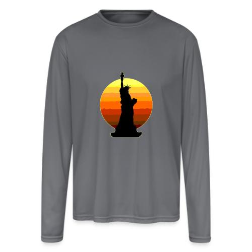 USA: Golden Horizon Liberty - Men's Moisture Wicking Performance Long Sleeve T-Shirt