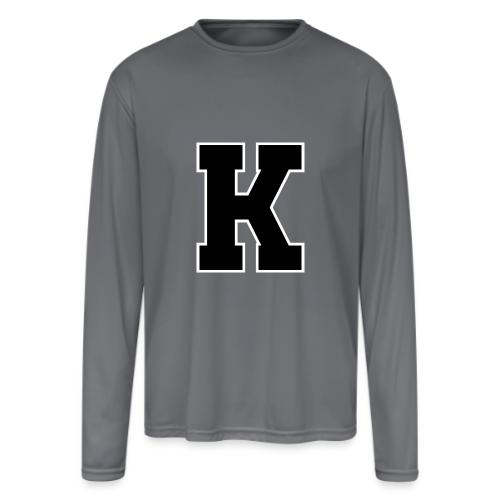 Varsity Letter K Collegiate Font Design - Men's Moisture Wicking Performance Long Sleeve T-Shirt