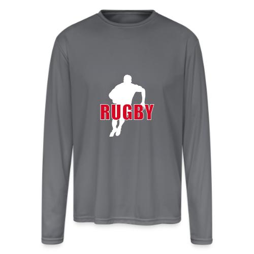 Bold Rugby Action Silhouette - Men's Moisture Wicking Performance Long Sleeve T-Shirt