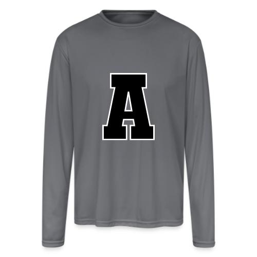 Varsity Letter A Athletic Monogram Design - Men's Moisture Wicking Performance Long Sleeve T-Shirt