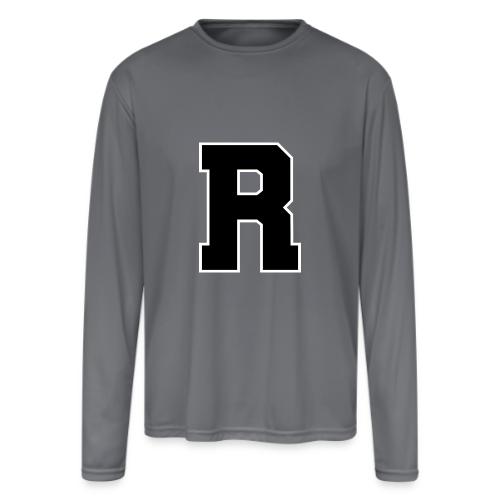 Varsity Letter R Athletic Monogram - Men's Moisture Wicking Performance Long Sleeve T-Shirt
