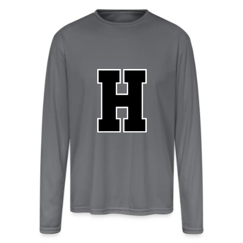Varsity Letter H Athletic Font Design - Men's Moisture Wicking Performance Long Sleeve T-Shirt