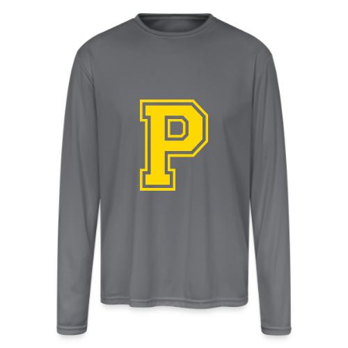 Letter P – Capital Athletic Alphabet Monogram - Men's Moisture Wicking Performance Long Sleeve T-Shirt