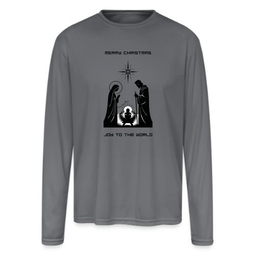 Joy to the World T-Shirt | Minimalist Nativity - Men's Moisture Wicking Performance Long Sleeve T-Shirt