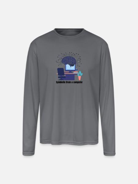 Brain and computer - Men's Moisture Wicking Performance Long Sleeve T-Shirt - gray