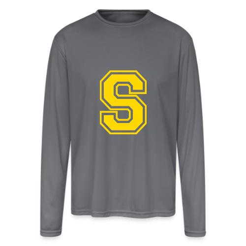 Letter S – Capital Athletic Alphabet Monogram - Men's Moisture Wicking Performance Long Sleeve T-Shirt