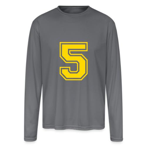 Number 5 in a classic athletic collegiate font - Men's Moisture Wicking Performance Long Sleeve T-Shirt