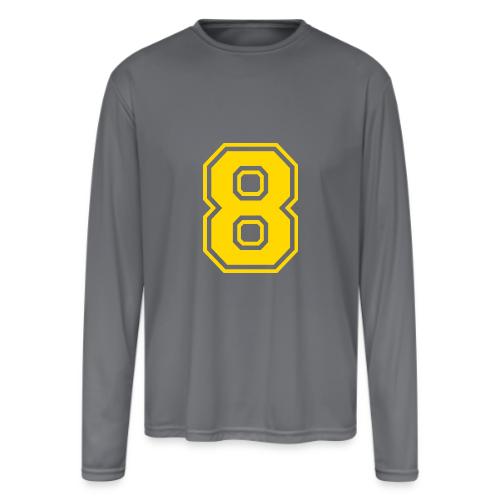 Number 8 in a classic athletic collegiate font - Men's Moisture Wicking Performance Long Sleeve T-Shirt