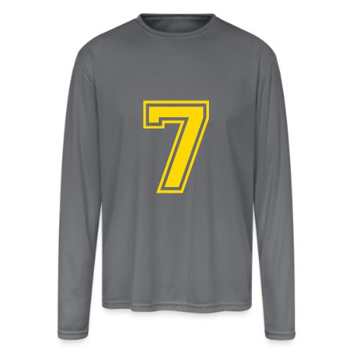 Number 7 in a classic athletic collegiate font - Men's Moisture Wicking Performance Long Sleeve T-Shirt