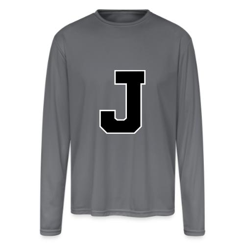 Varsity Letter J Athletic Alphabet Graphic - Men's Moisture Wicking Performance Long Sleeve T-Shirt