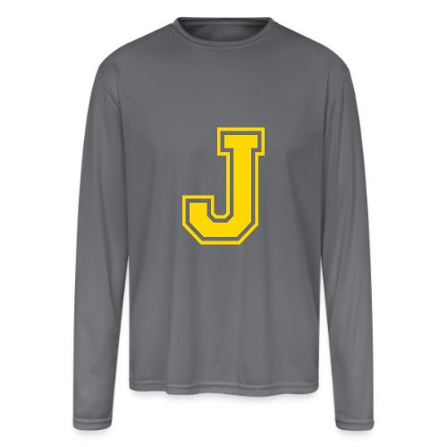 Letter J – Capital Athletic Alphabet Monogram - Men's Moisture Wicking Performance Long Sleeve T-Shirt