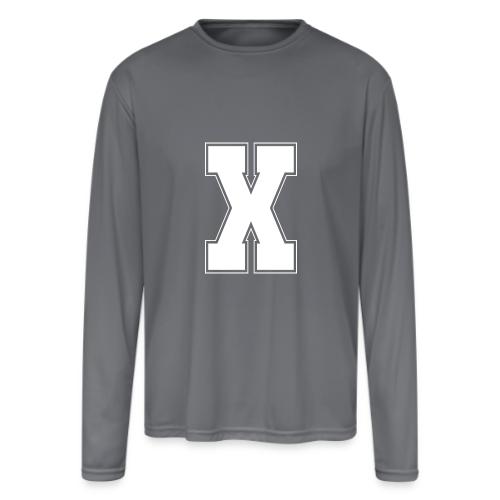 White Letter X – Varsity Alphabet Monogram - Men's Moisture Wicking Performance Long Sleeve T-Shirt