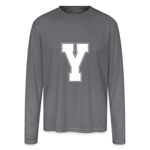 White Letter Y – Varsity Alphabet Monogram - Men's Moisture Wicking Performance Long Sleeve T-Shirt