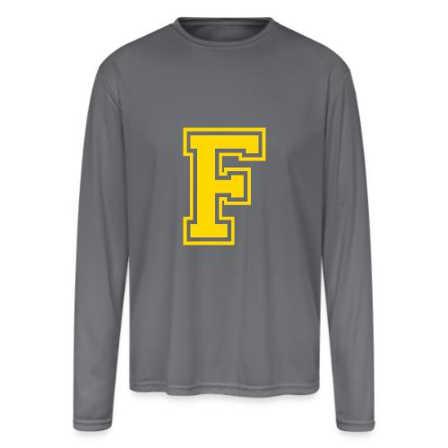 Letter F – Capital Athletic Alphabet Monogram - Men's Moisture Wicking Performance Long Sleeve T-Shirt