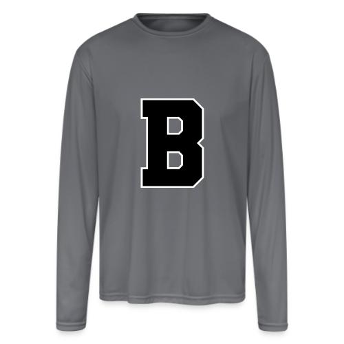 Varsity Letter B Athletic Alphabet Graphic - Men's Moisture Wicking Performance Long Sleeve T-Shirt