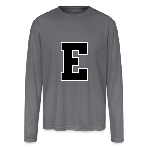 Varsity Letter E Collegiate Font Graphic - Men's Moisture Wicking Performance Long Sleeve T-Shirt