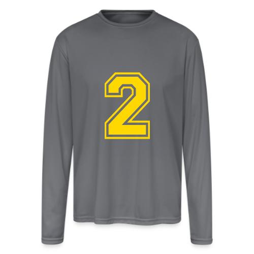 Number 2 in a classic athletic collegiate font - Men's Moisture Wicking Performance Long Sleeve T-Shirt