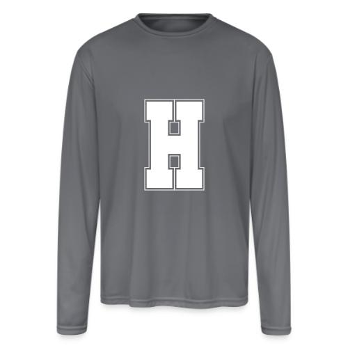White Letter H – Varsity Alphabet Monogram - Men's Moisture Wicking Performance Long Sleeve T-Shirt