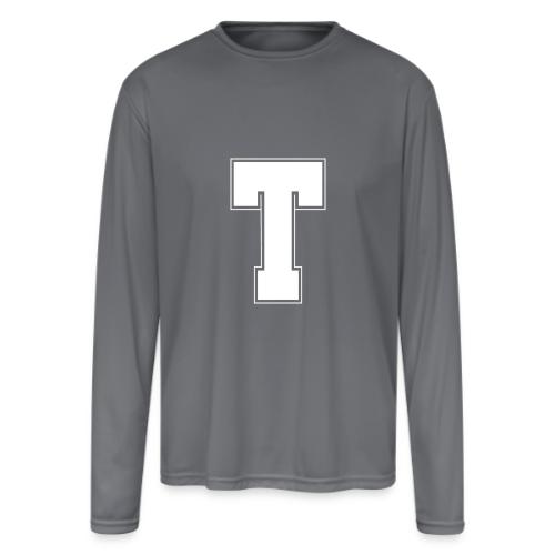 White Letter T – Varsity Alphabet Monogram - Men's Moisture Wicking Performance Long Sleeve T-Shirt