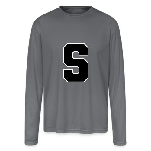 Varsity Letter S Collegiate Alphabet Art - Men's Moisture Wicking Performance Long Sleeve T-Shirt