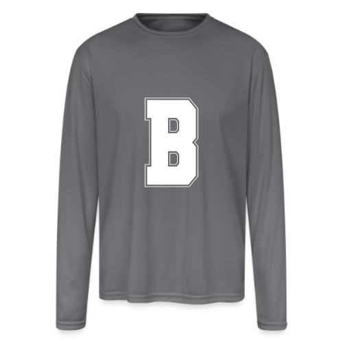 White Letter B – Varsity Alphabet Monogram - Men's Moisture Wicking Performance Long Sleeve T-Shirt