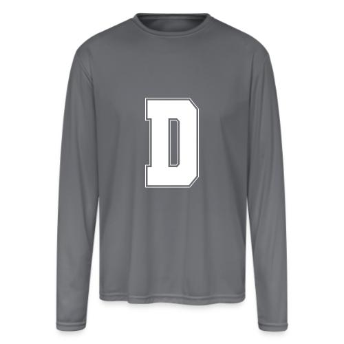 White Letter D – Varsity Alphabet Monogram - Men's Moisture Wicking Performance Long Sleeve T-Shirt