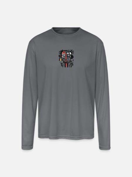 unique character design - Men's Moisture Wicking Performance Long Sleeve T-Shirt - gray