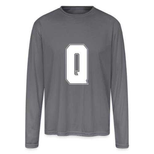 White Letter Q – Varsity Alphabet Monogram - Men's Moisture Wicking Performance Long Sleeve T-Shirt