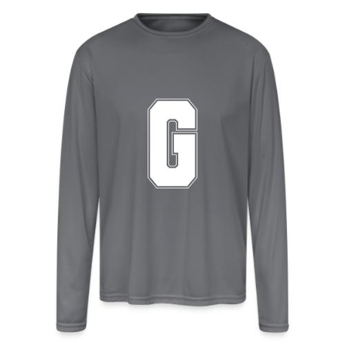 White Letter G – Varsity Alphabet Monogram - Men's Moisture Wicking Performance Long Sleeve T-Shirt