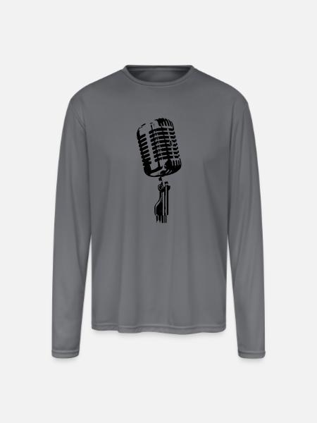 microphone - Men's Moisture Wicking Performance Long Sleeve T-Shirt - gray