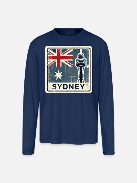 Sydney Tower - Men's Moisture Wicking Performance Long Sleeve T-Shirt - navy