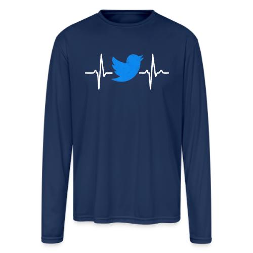 Social Media Heartbeat Blue Bird Graphic - Men's Moisture Wicking Performance Long Sleeve T-Shirt