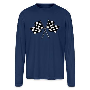Checkered Finishing Flags - Men's Moisture Wicking Performance Long Sleeve T-Shirt - navy - Front