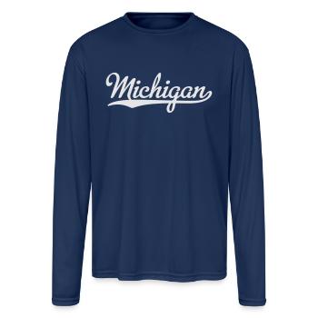 Michigan - Men's Moisture Wicking Performance Long Sleeve T-Shirt - navy - Front
