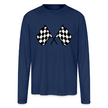 Checkered Racing Flags - Men's Moisture Wicking Performance Long Sleeve T-Shirt - navy - Front
