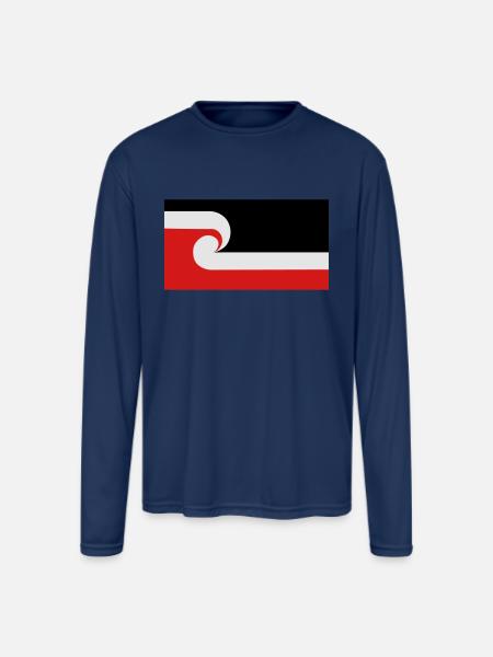 Maori Flag - Men's Moisture Wicking Performance Long Sleeve T-Shirt - navy