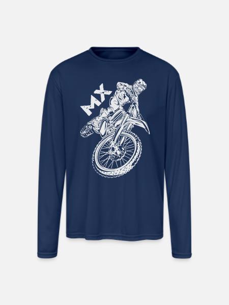 Motocross MX Rider - Men's Moisture Wicking Performance Long Sleeve T-Shirt - navy