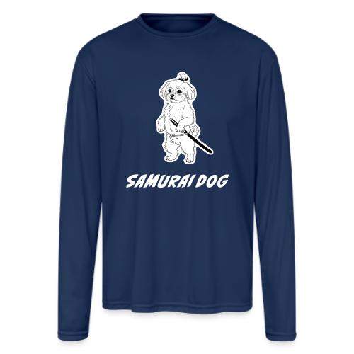 Samurai Maltese Katana Warrior Dog Tee - Men's Moisture Wicking Performance Long Sleeve T-Shirt