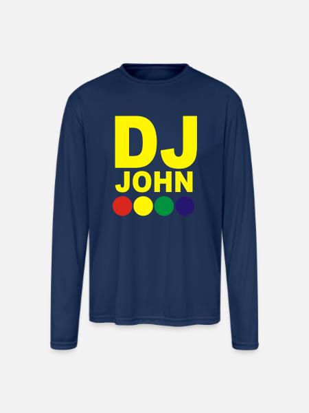 DJ John - Men's Moisture Wicking Performance Long Sleeve T-Shirt - navy