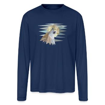 Wolf - Men's Moisture Wicking Performance Long Sleeve T-Shirt - navy - Front