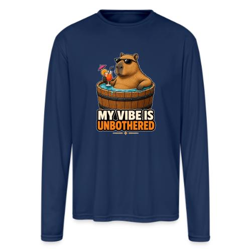 Unbothered Beaver in Wooden Tub - Men's Moisture Wicking Performance Long Sleeve T-Shirt